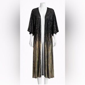 Free People Black Iridescent Sequin Kimono Duster – One Size - NWT
